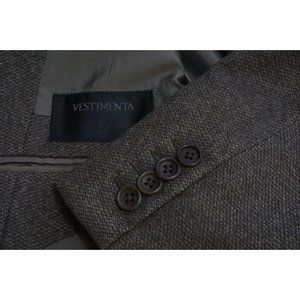 Vestimenta Fatto a mano Brown Woven Wool Blend Sport Coat Jacket Sz 50EU 40R US